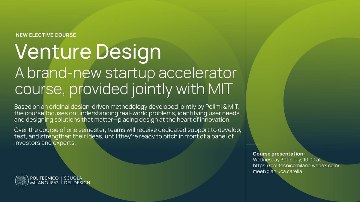 “Venture Design” course – Call for application and guidelines - Design